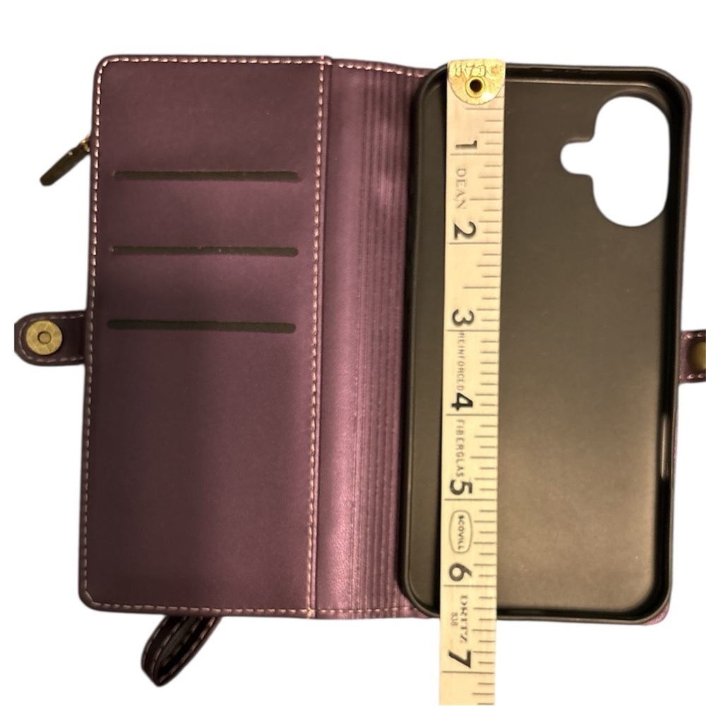 Wallet Phone Case for iPhone 16 Purple RFID Blocking - Picture 9 of 14